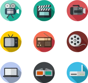 Media Icons Collection PNG Image