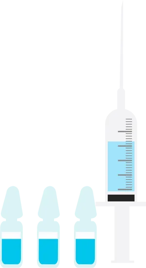 Medical Syringeand Vaccine Vials Vector PNG Image