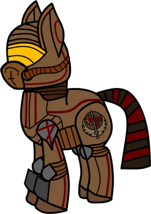 Medieval Armored Pony Illustration PNG