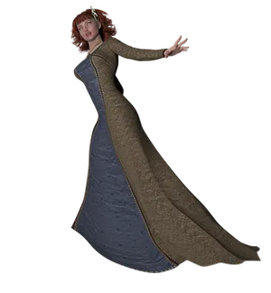 Medieval Gown3 D Model PNG