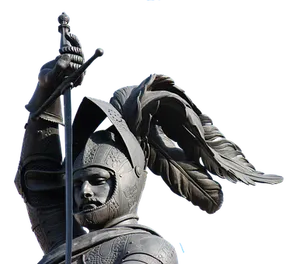 Medieval Knight Statue Silhouette PNG Image