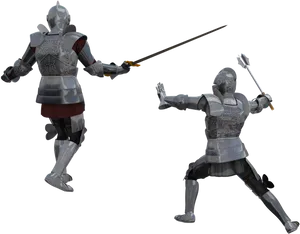 Medieval Knights Duel3 D Render PNG Image