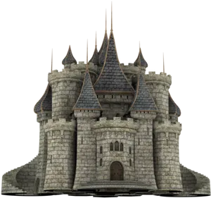 Medieval Stone Castle3 D Model PNG Image