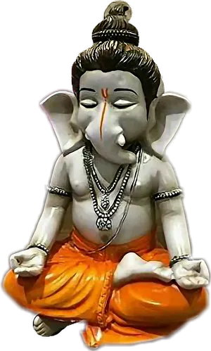 Meditating Lord Ganesh Statue PNG Image