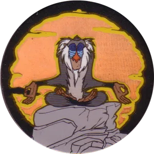 Meditating_ Mandrill_ Animated_ Character PNG Image