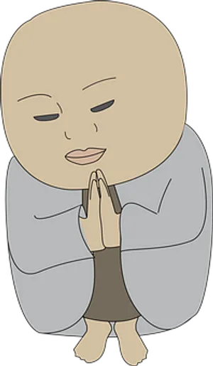 Meditating Monk Cartoon Illustration PNG Image