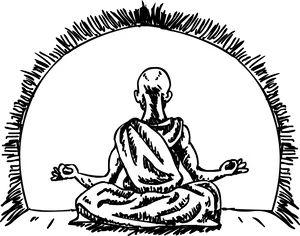 Meditating Monk Silhouette PNG Image