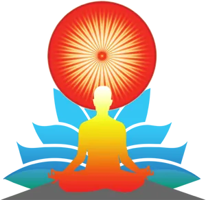 Meditative Figurewith Aura Illustration PNG Image