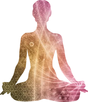 Meditative Silhouette Energy Flow.png PNG Image