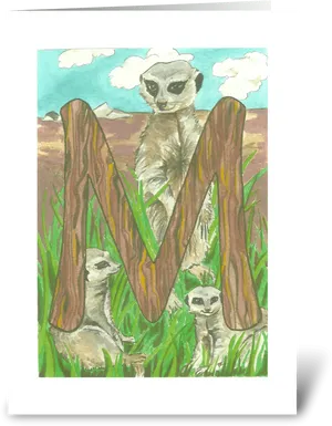 Meerkat Family Illustration PNG Image