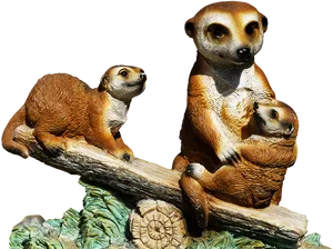 Meerkat Family Sculpture PNG Image