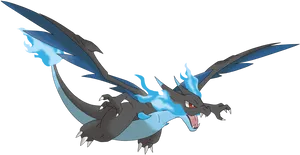 Mega Charizard X Flying PNG Image