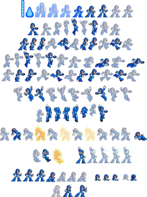 Mega Man Sprite Sheet Animation PNG Image