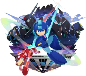 Mega Manand Rush Action Pose PNG Image