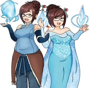 Mei Overwatch Dual Forms Fan Art PNG Image