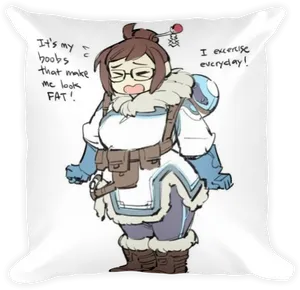 Mei Overwatch Exercise Quote Pillow PNG Image