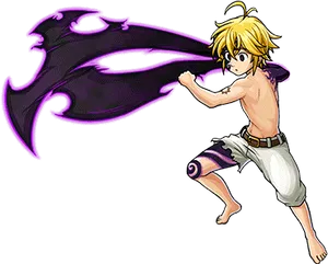 Meliodas Demon Power Attack PNG Image