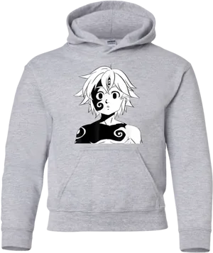 Meliodas Printed Grey Hoodie PNG Image