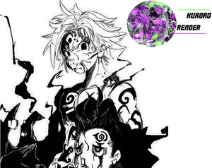 Meliodasand Companions Blackand White Artwork PNG Image