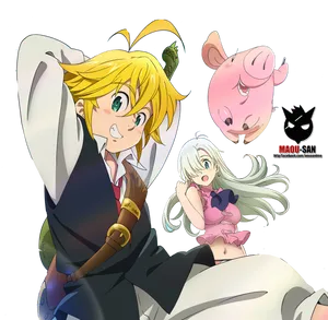 Meliodasand Friends_ Anime Characters PNG Image