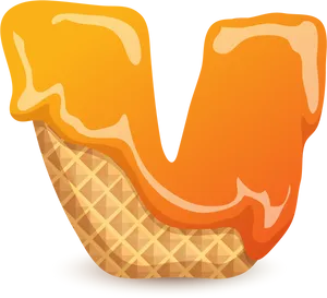 Melted Letter V Ice Cream Cone PNG Image