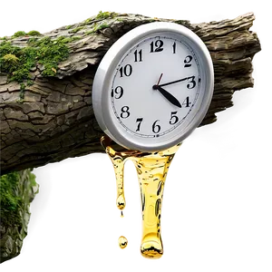 Melting Clock On Tree Branch Png Drn PNG Image