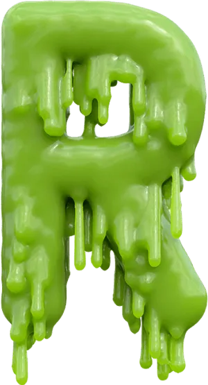 Melting Green Letter R PNG Image