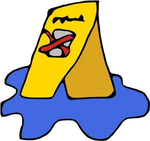 Melting Yellow Cone Cartoon PNG Image