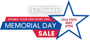 Memorial Day Sale Extended Promotion PNG Image