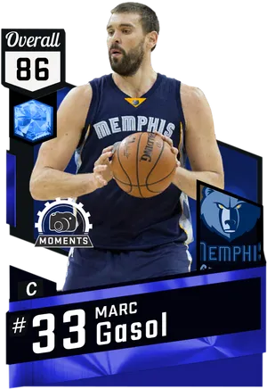 Memphis Basketball Player Marc Gasol86 Overall PNG Image