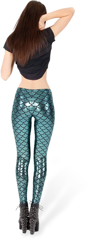 Mermaid Scale Leggings Fashion PNG Image