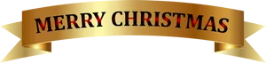 Merry Christmas Gold Banner PNG Image