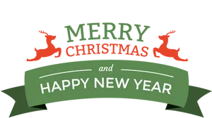 Merry Christmas Happy New Year Banner PNG Image