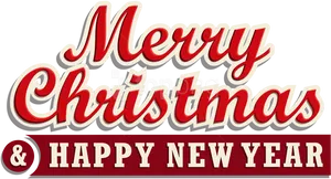 Merry Christmas Happy New Year Greeting PNG Image