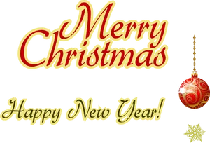 Merry Christmas Happy New Year Greeting PNG Image