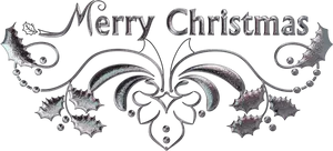 Merry Christmas Silver Text Design PNG Image