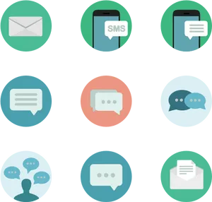 Messaging Icons Set PNG Image