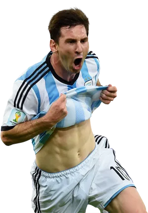 Messi Celebration Argentina Stripes PNG Image