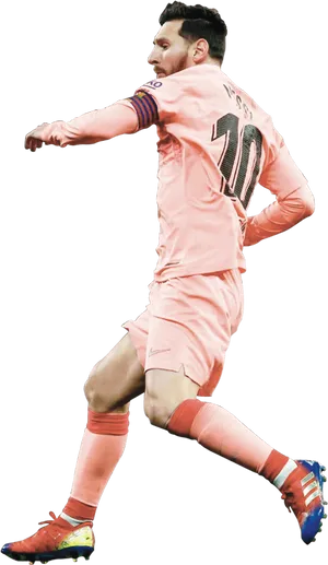 Messi In Action Pink Jersey PNG Image