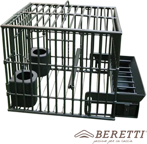 Metal Dog Cratewith Feeding Bowls PNG Image