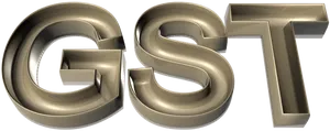 Metallic G S T Letters3 D Rendering PNG Image