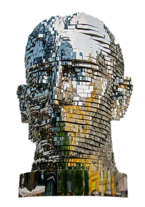Metallic Sculpture Head Art PNG Image