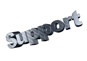 Metallic Support Text Graphic PNG Image