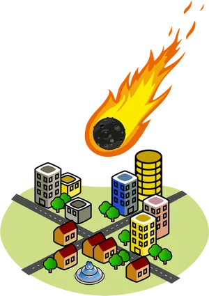 Meteor_ Impact_ City_ Illustration PNG Image