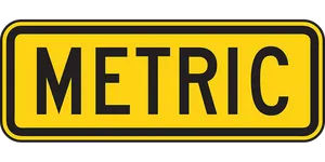 Metric Sign Yellow Black PNG Image