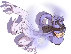 Mewtwo_and_ Mega_ Mewtwo_ X PNG Image