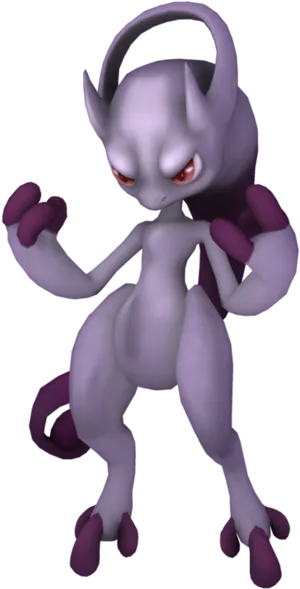 Mewtwo Pokemon Character Render PNG Image