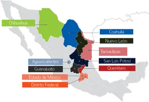 Mexico Administrative Divisions Map PNG Image