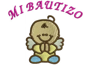 Mi Bautizo Embroidered Angel PNG Image