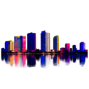 Miami Skyline Watercolor Effect Png 86 PNG Image